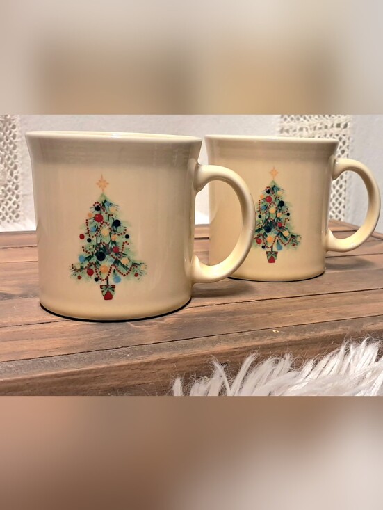 Fiesta Other - Set of 2 Fiesta Christmas Tree Java Mugs 12 oz Cream Ivory NWT Homer Laughlin